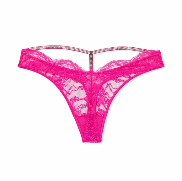 🎀Victoria's Secret Very Sexy Shine Strap Cutout Thong Fuchsia Frenzy Large 🎀 - Picture 4 of 7